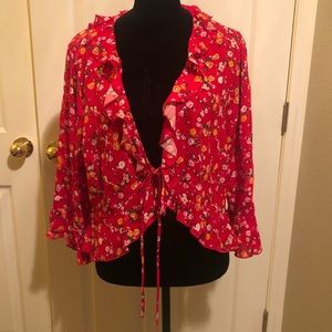 Red floral shrug